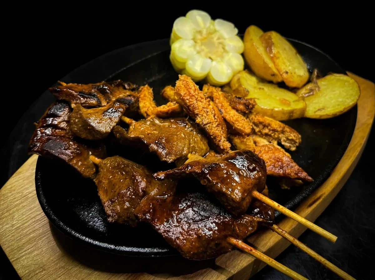 Anticuchos alla griglia Anticuchos, piatto della cucina peruviana di Latin Food